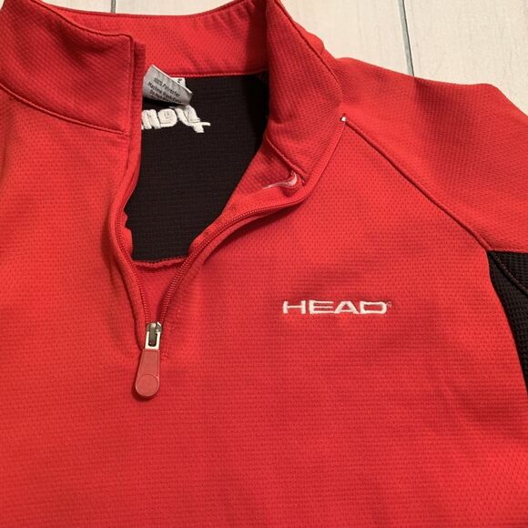 men S head athletic half zip sweatshirt‎ red black - Picture 3 of 7